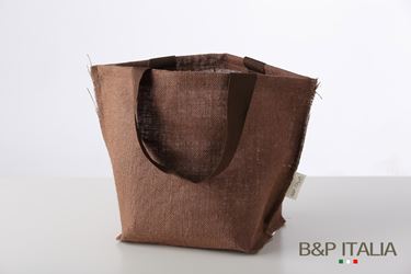 Immagine di Borsa juta marrone scuro h.28,5x27x22,
PPL interno,manico vintage