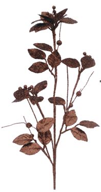 Immagine di Ramo foglie con bacche, h. cm 70 marrone glitterato