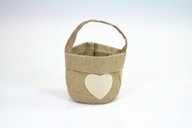Picture of Contenitore borsa cuore, panna,diam.14xh.15cm