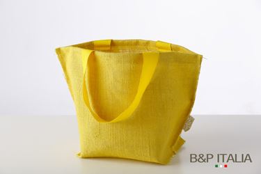 Immagine di Borsa juta gialla h.23x19x14,5,PPL interno, manico vintage