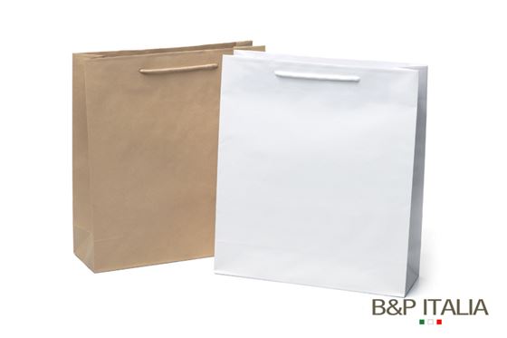 Immagine di SHOPPER IN CARTA KRAFT/ H. 49 CM / "BOUTIQUE" / COLORE BIANCO