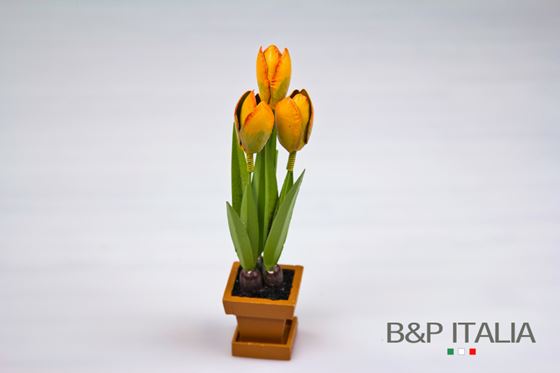 Immagine di Vasetto 3 tulipani arancioni,
h. cm 19