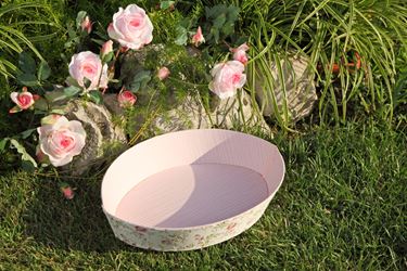 Immagine di Vassoio cartone e tessuto Flowers
cm 36x27.5xh.6.5 crema/rosa