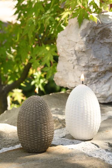 Immagine di S/2 Candele uovo rattan,bianco,
in box,H 9cm