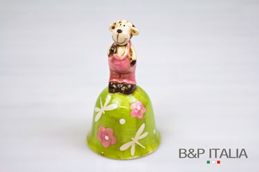Immagine di Campanella SHEEP,rosa/verde lucido,
ceramica,mis.19x19xH9cm