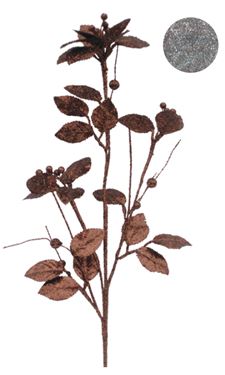Immagine di Ramo foglie con bacche, h. cm 70 argento