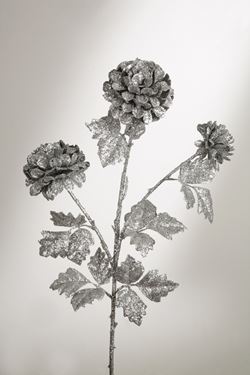 Immagine di Ramo fiori/foglie glitter
argento, h.cm87