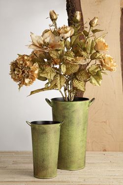 Immagine di S/2 Vasi latta oro/verde scuro
diam.cm18.5xh.29.5