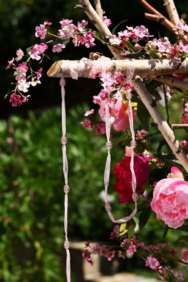 Immagine di Ghirlanda organza con perle,
rosa, h. cm 200