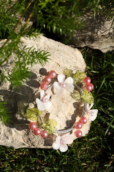 Immagine di Coroncina Flowers&Pearls diam.8,5cm
rosa/verde