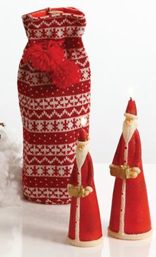 Immagine di Portabottiglia WHITE CHRISTMAS lana 
bianco e rosso cm35