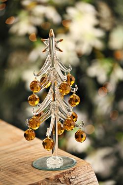 Immagine di Albero di Natale in vetro con
palline oro h.23cm