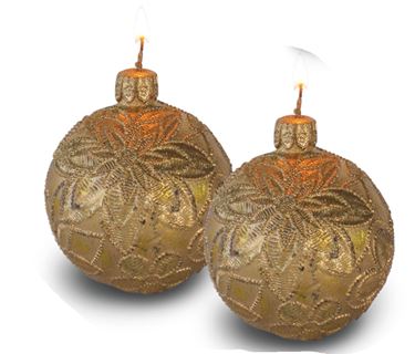 Immagine di S/2 Candele palle di Natale, h. 7.5 cm