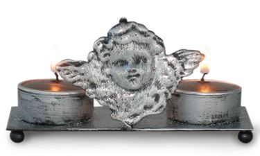 Immagine di S/2 candele con angelo argento, cm 13x5
