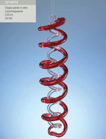 Immagine di Doppia spirale in vetro h.20cm
rosso/trasparente