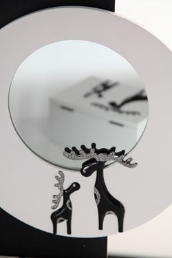Immagine di Specchio bianco con renne nero/argento
diam.30