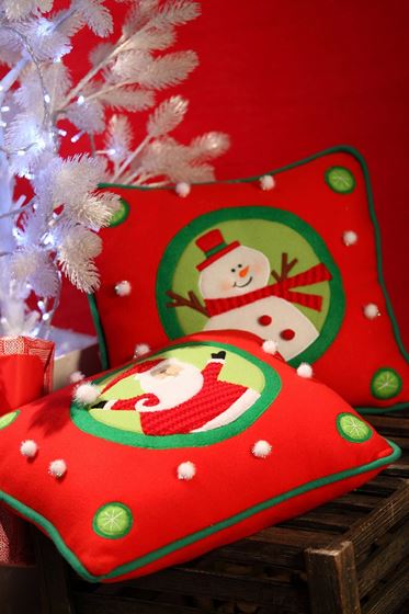 Immagine di S/2 cuscini Santa Klaus/Snowman rossi/verdi/bianchi
Dim.35.5x35.5cm