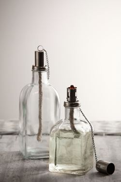 Immagine di Bottiglia quadrata bassa,vetro,
9x9xH17cm.