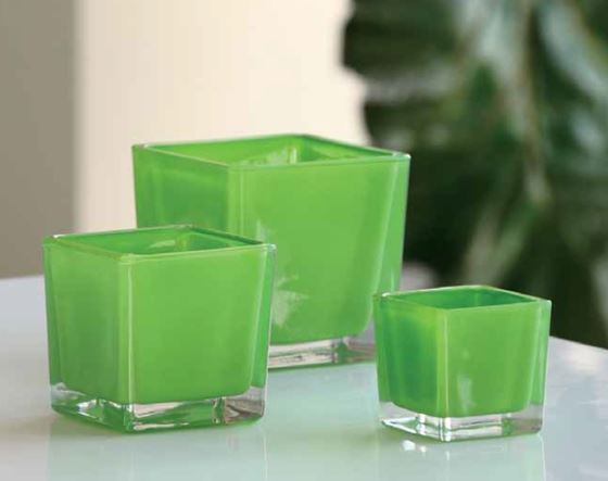 Immagine di Vaso CUBO in vetro verde 8cm