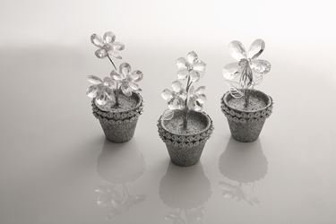 Immagine di Vasetto x3 fiori trasparenti
e foglie, h.cm16