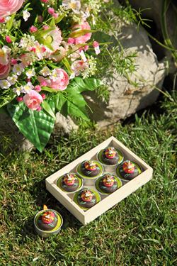Immagine di Box 6 T-light Ovetti cioccolato con coniglio