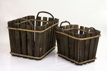 Immagine di S/2 Contenitenitori rettangolari legno,c/m30.5x22xh21cm, 39.5x29.5xh25