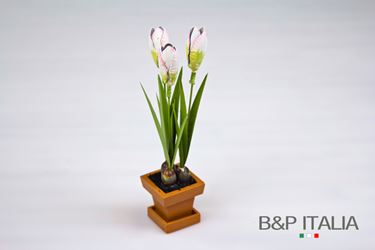 Immagine di Vasetto 3 tulipani bianchi in metallo, 
h.cm19