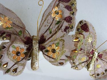 Immagine di Clip farfalla marrone/oro, h.cm17