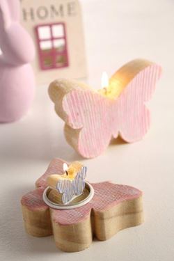Immagine di Box 4 tealights farfalla, rosa, 
portacandela farfalla, 12x20xH5cm