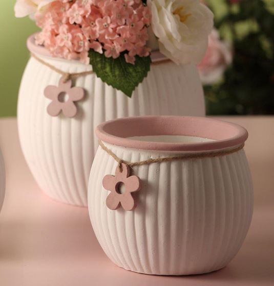 Immagine di Vaso fiore, cemento, rosa,
d.14xh.17,5cm
