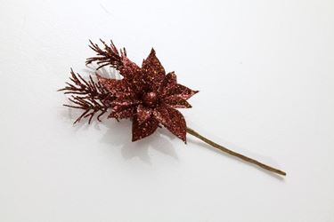 Picture of Pick fiore glitter marrone cm14