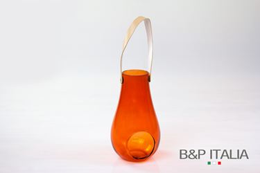 Immagine di Lanterna porta-tealight in vetro
arancio D14.5xH25cm.