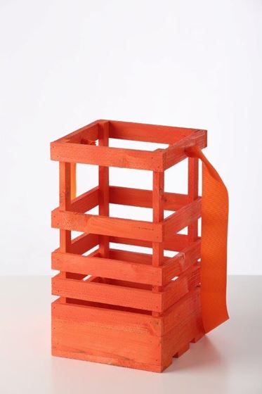 Immagine di Lanterna legno arancio,
15x15xh.30cm senza manico