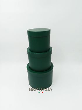 Picture of S/3 box tonde VERDE SC MATT c/cop, mis.int dxH:17x12,5-14,5x11,5-12x10,5