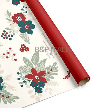 Immagine di Bobina, Bopp TOP50, h100x60m, FLORAL X'MAS, bordeaux/ottanio, non prof.