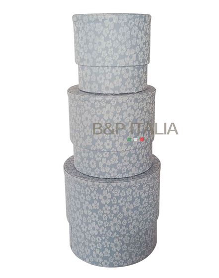 Immagine di S/3 box tonde FASHION PETITE FLEURS, AZZURRO, SMALL