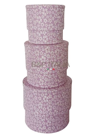Immagine di S/3 box tonde FASHION PETITE FLEURS, LILLA, SMALL